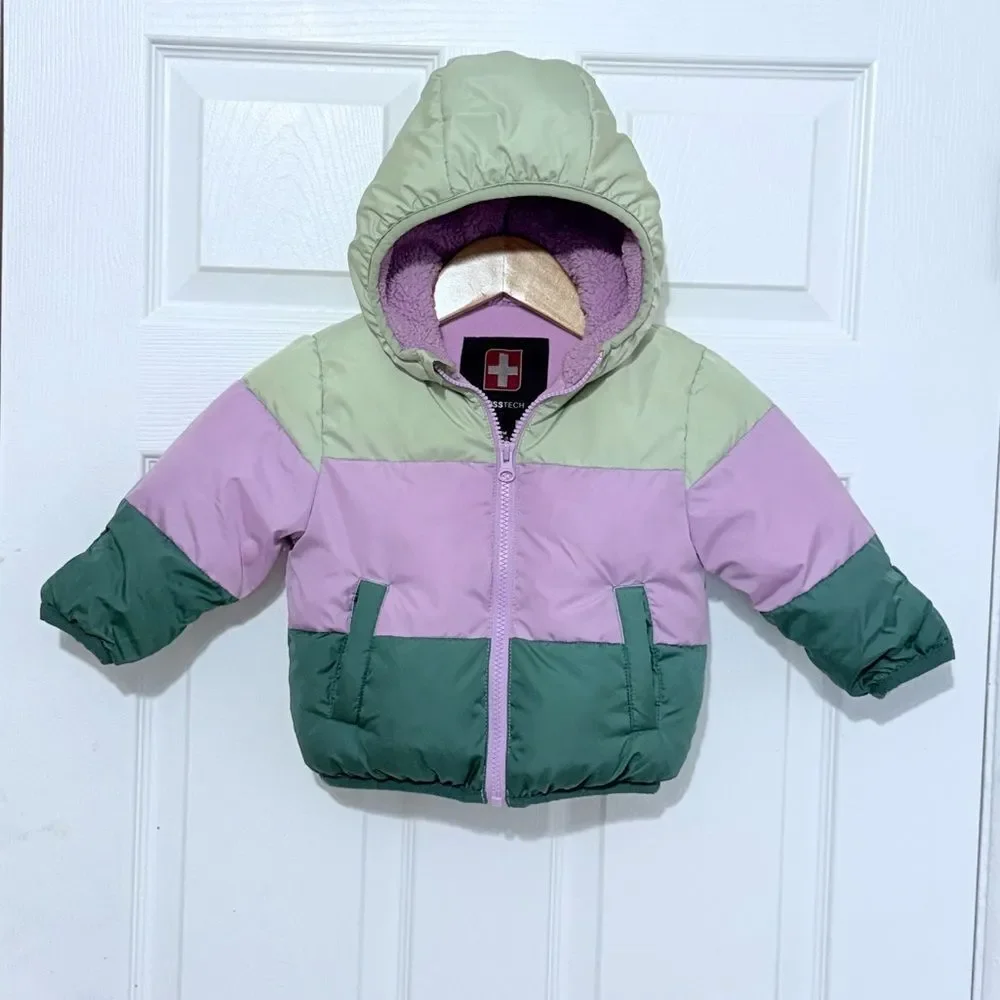 Swiss Tech toddler hooded puffer jacket Size 12M